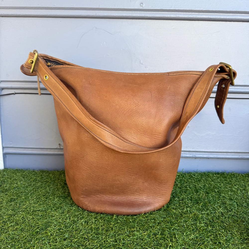Vintage Coach NYC Duffel Sac Bucket Bag XL Brown Leather 9085 Made in USA